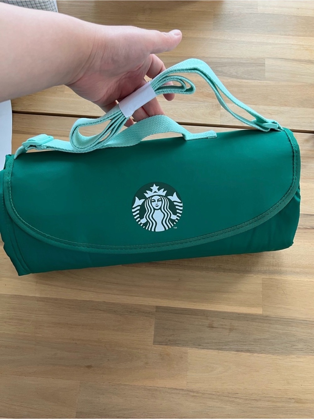 Starbucks Green Roll-Up Picnic Tote with Mint Strap - Picture 2 of 8